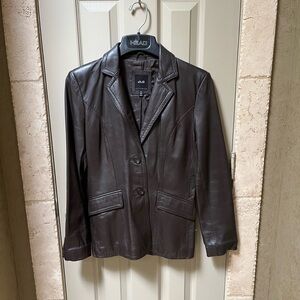Women’s Leather Jacket-Size S (4-6)- Dark Brown